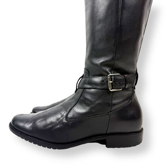 Vintage LL BEAN black leather tall equestrian boots with buckle trim - Picture 14 of 16
